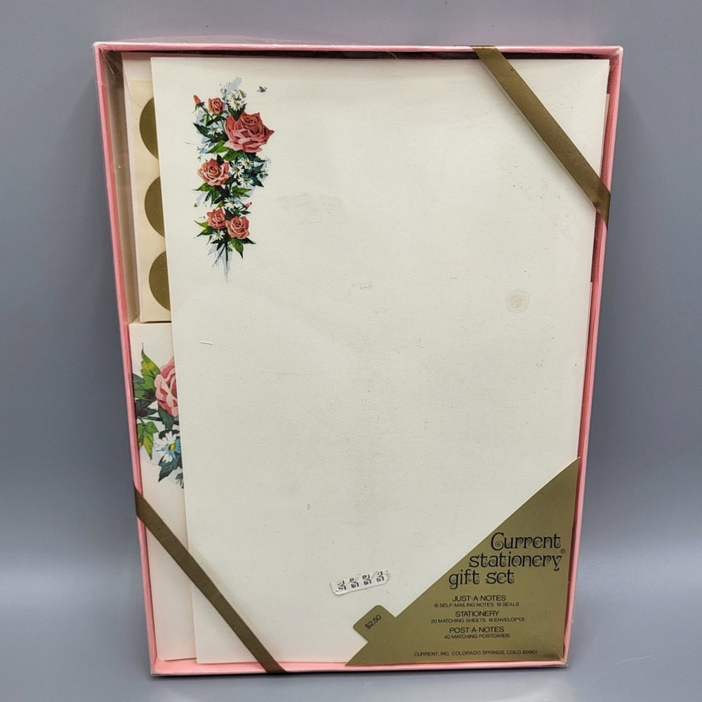 Vintage Current Stationery Gift Set Floral Rose Just-A-Notes Postcards Sealed